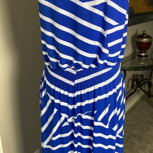 Chico’s Blue and White Aquamarine Days Striped Sleeveless Long Maxi Dress size M - Picture 7 of 10